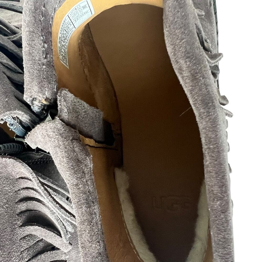 UGG Kennadi Suede Moccasins Fringe Ankle Boots In Thunder Cloud Size 9.5 - Picture 8 of 12